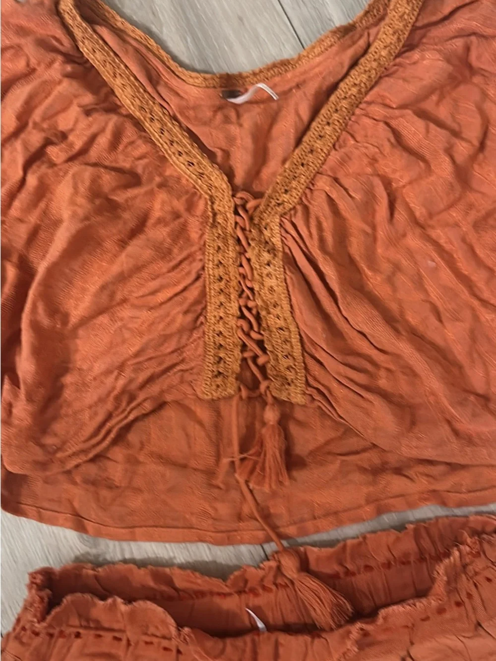 Free People Rust Orange Cropped Boho Short outfit